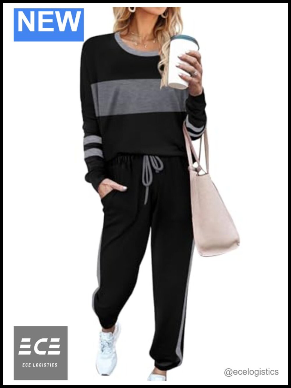 Womens 2 Piece Sweatsuit Set Crewneck Pullover Sweatshirt & Drawstring
